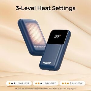 Hotdot Blue Hand Warmer with 3-Level Heat Settings Set Of 2 New In Box